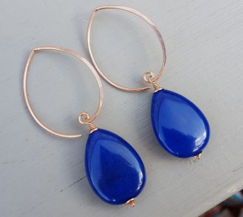 Oorbellen met gladde blauwe Jade